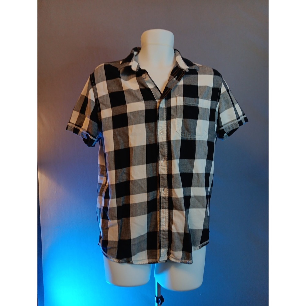 Calvin Klein Flannel Black White Men Shirt Medium